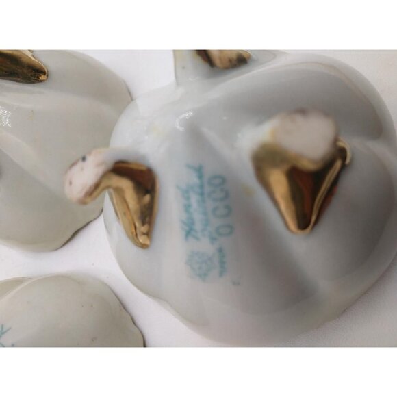 Set Of 4 Vintage Nippon Hand-Painted Swan-Themed Footed Bowls With Gold Trim - Picture 6 of 7